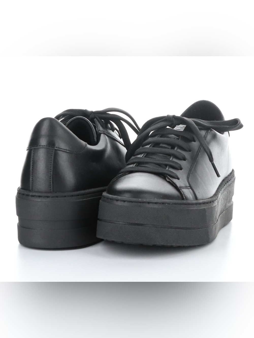 Bos. & Co. Black Leather Platform Lace-Up Sneakers